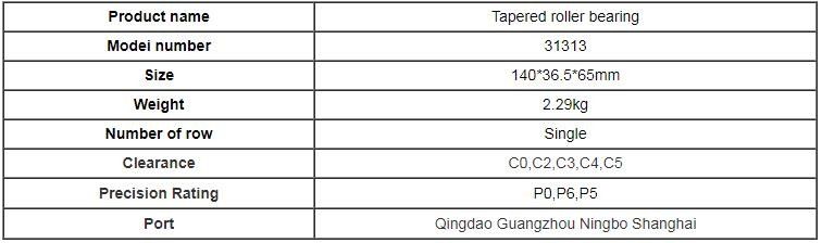 Único rolamento de rolo afilado flangeado da fileira 31313 para minar a vibração de V1 V2 V3