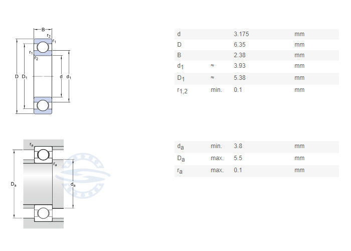 Tamanho 3.175x6.35x2.799mm RI418 aberto do rolamento de esferas do sulco de R144 ZZ Mini Deep